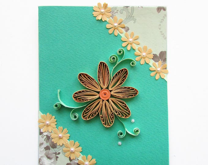 Quilling Flower Blank Birthday Card, Anniversary Card, Congratulation Card, Mother's day card, Greeting card, Invitation