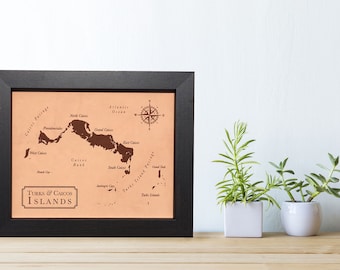 3rd anniversary leather map - leather gift idea - laser engraved leather wedding map - ANY location