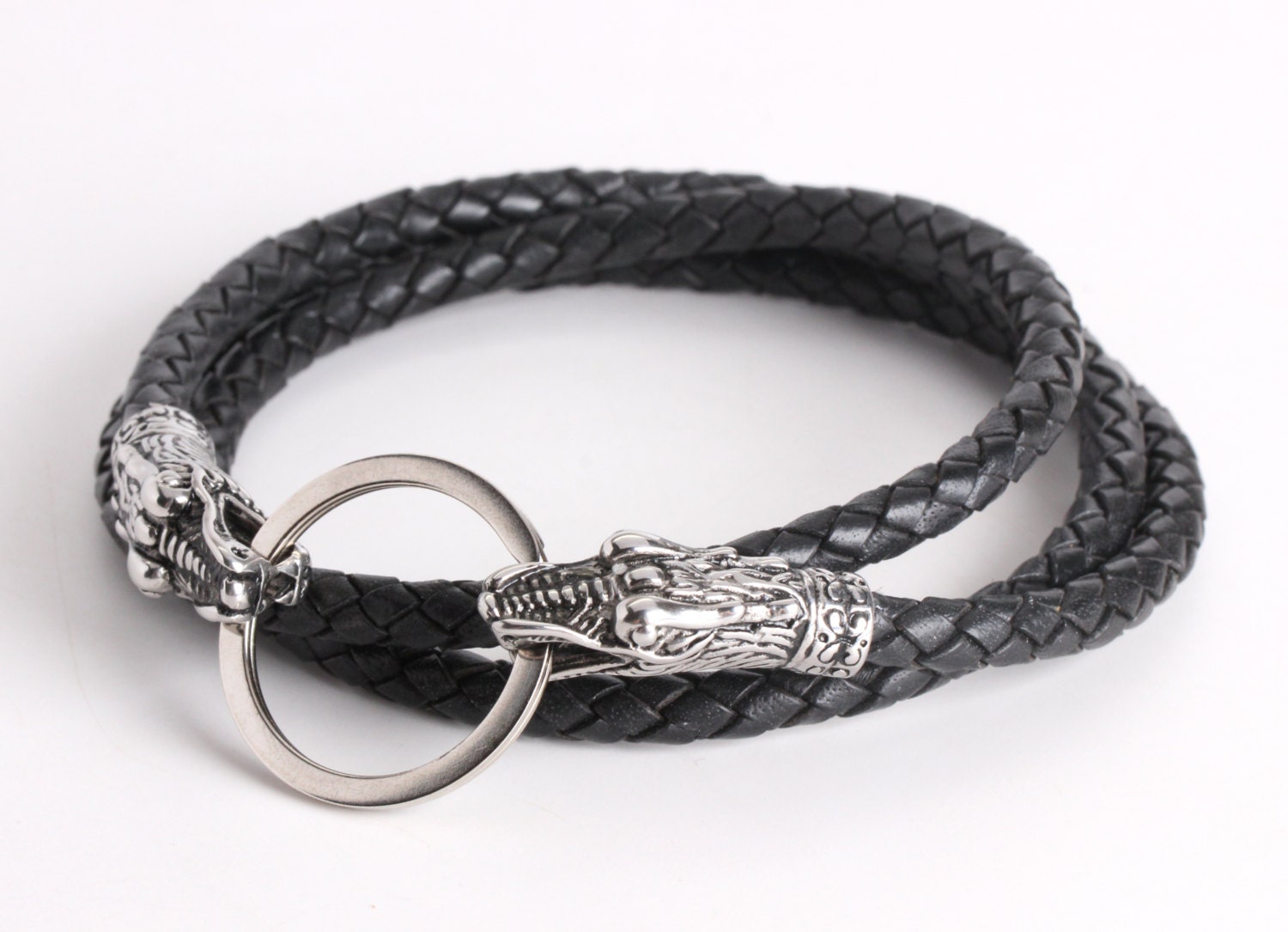 Glasses Holder with Dragons Mens Eyeglasses Cord Leather