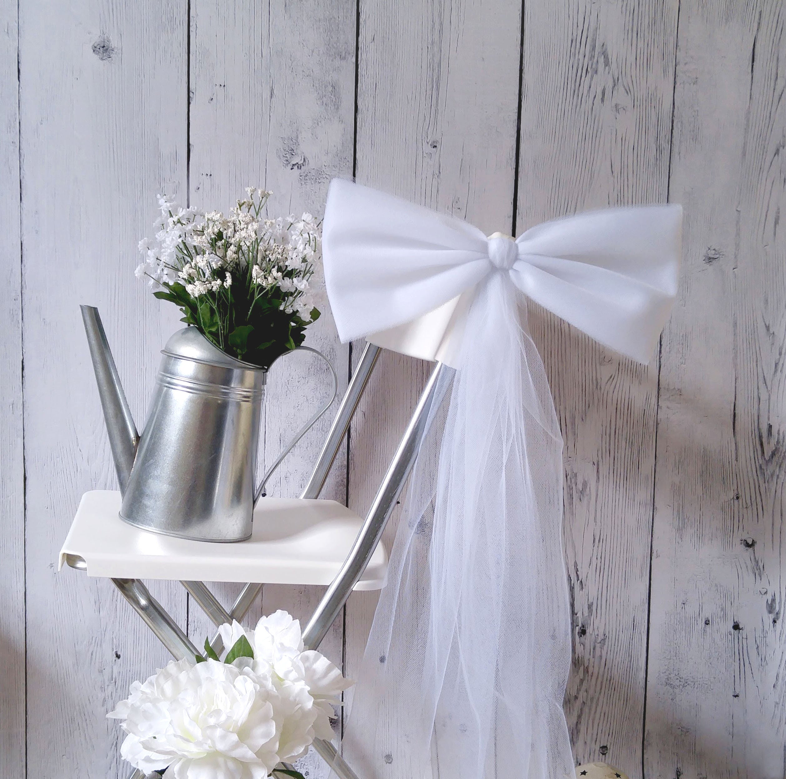 White Tulle Bow BULK DISCOUNT Set of 10 Wedding Pew Bow