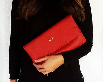 Embossed Monogram Faux Leather Foldover Clutch | Handbag | Purse , Perfect Bridesmaid/Graduation/Mothers Day Gift!