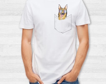 Men's German Shepherd Pocket T shirt, V Neck, baseball tee, sweatshirt, Hoodie, Zip Up, S, M, L, XL