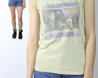1976 Led Zeppelin Shirt / Vintage Rock n Roll Tank / 1970s Festival Tank Top / Sleeveless Shirt