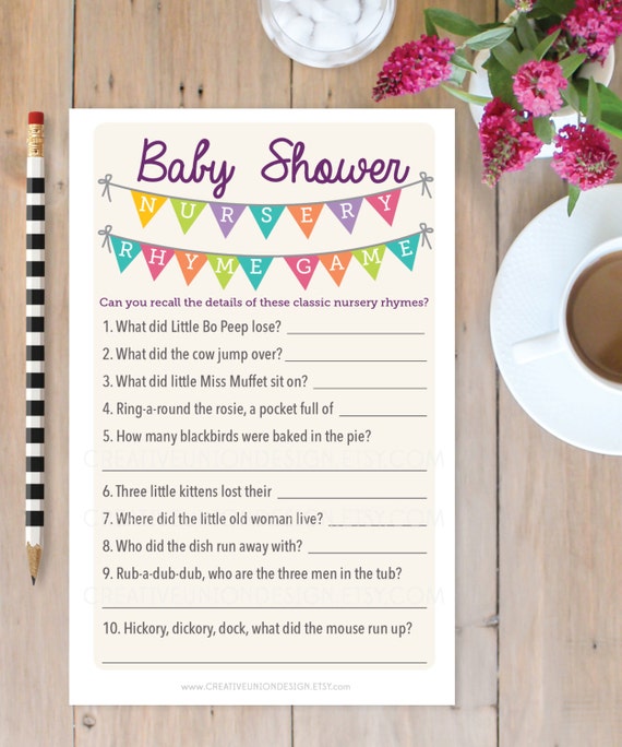 Nursery Rhymes Game Baby Shower Game Nursery Rhyme Print