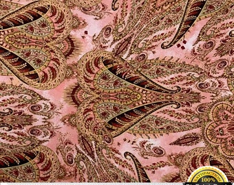 Pink Paisley Spandex Fabric SALE 4 Way Stretch Lycra Knit By The Yard 56" Wide