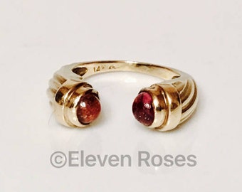 14k Gold Pink Tourmaline Bypass Cuff Ring Renaissance Etruscan Design