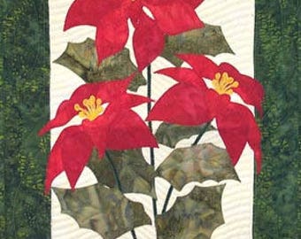 Zebra Patterns Poinsettia Flower Laser Pre-Cut Pre-Fused Applique Quilt Kit with Pattern and Fabric Background