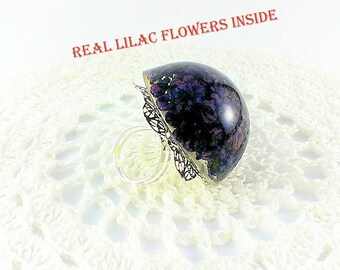 SALE 20% OFF Sterling silver ring Her birthday Gift for her Resin rings Flower jewelry Large ring Cocktail ring Big rings Floral ring