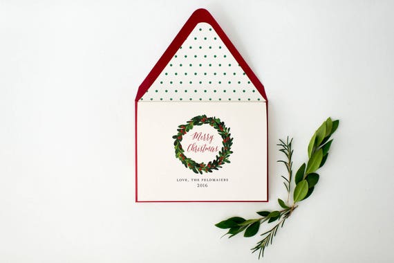 personalized holiday christmas cards set of 10 // non photo
