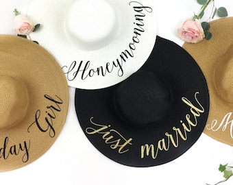 Sun Hat Group Package - Custom Floppy Hat Pack - Sequin Sun Hat - Beach Bride - Statement Hat -Floppy beach hat -Bachelorette party hat pack