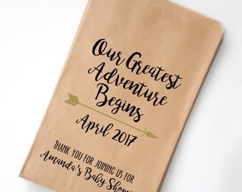 Greatest Adventure Baby Shower Favor Bags ~ Personalized Treat Bags, Popcorn Bags, Candy Bags, Candy Bar Buffet Bag, Paper Bags