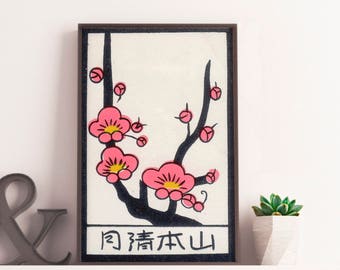 Cherry Blossom, vintage Japanese matchbox print