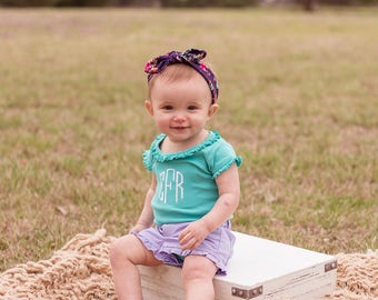 Girls Ruffle Monogram Bodysuit | Short Sleeve Bodysuit | Girls Ruffle Bodysuit | Girls Monogrammed Bodysuit | Gift for Baby | Gifts under 20