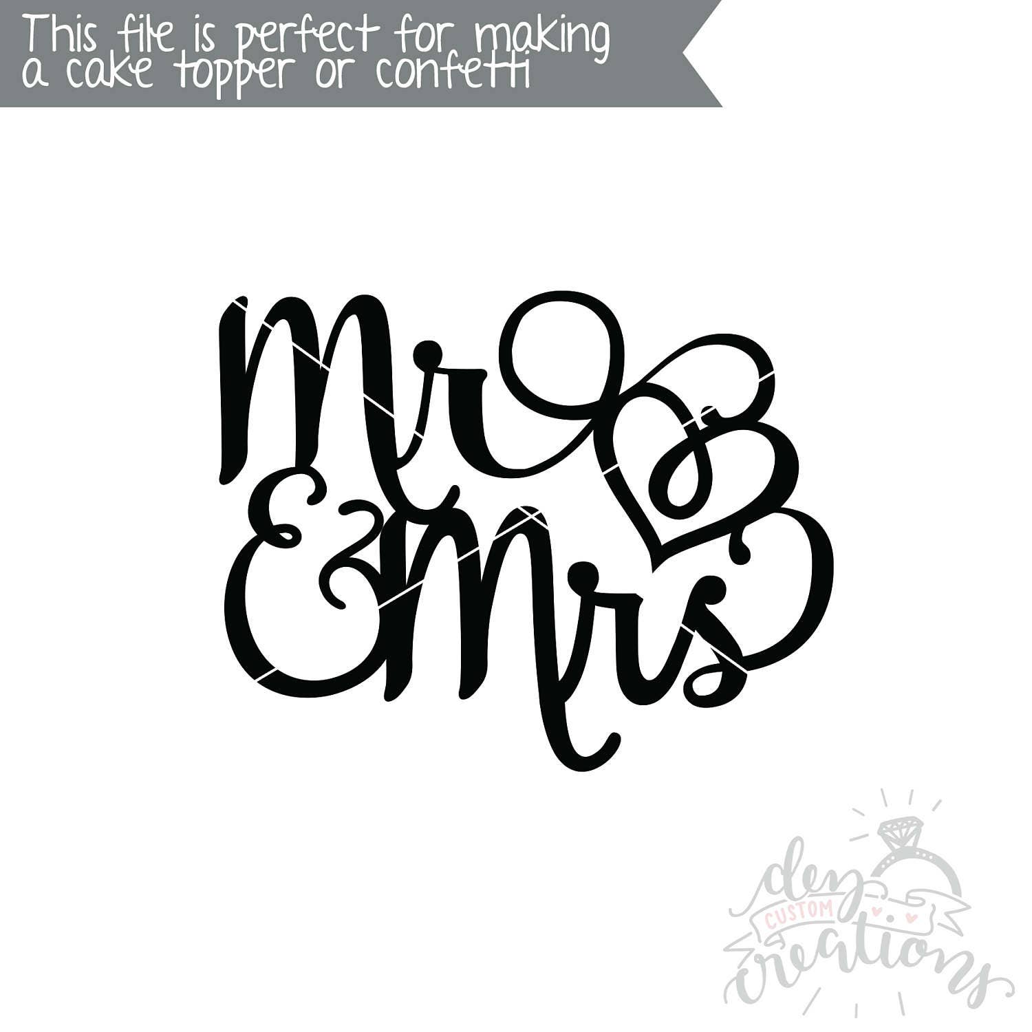 Download Mr & Mrs SVG wedding cake topper SVG Cut File DXF file