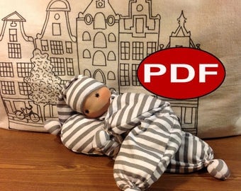 waldorf doll pattern tutorial making doll cloth doll pattern soft DIY pattern waldorf newborn first doll gift organic baby doll teething