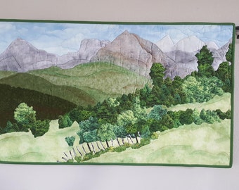 Landscape Quilt Wall Hanging Panel of Pagosa Peak, Colorado