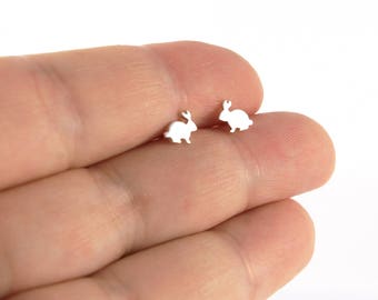 Rabbit Studs Sterling Silver Handmade Bunny Earrings, Easter Gift, Easter Jewelry, Bunny Jewelry, Rabbit jewelry, silver bunny silver rabbit