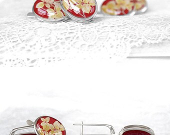 Silver earrings for mother Red wedding gift for her silver gift Anniversary gift for women Red earrings for gift for wife Classic earrings