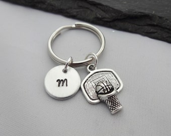 Basketball Keyring, Initial Keyring, Basketball Keychain, Basketball Player, Hand Stamped, Basketball Gifts, Personalised, Sports Gifts