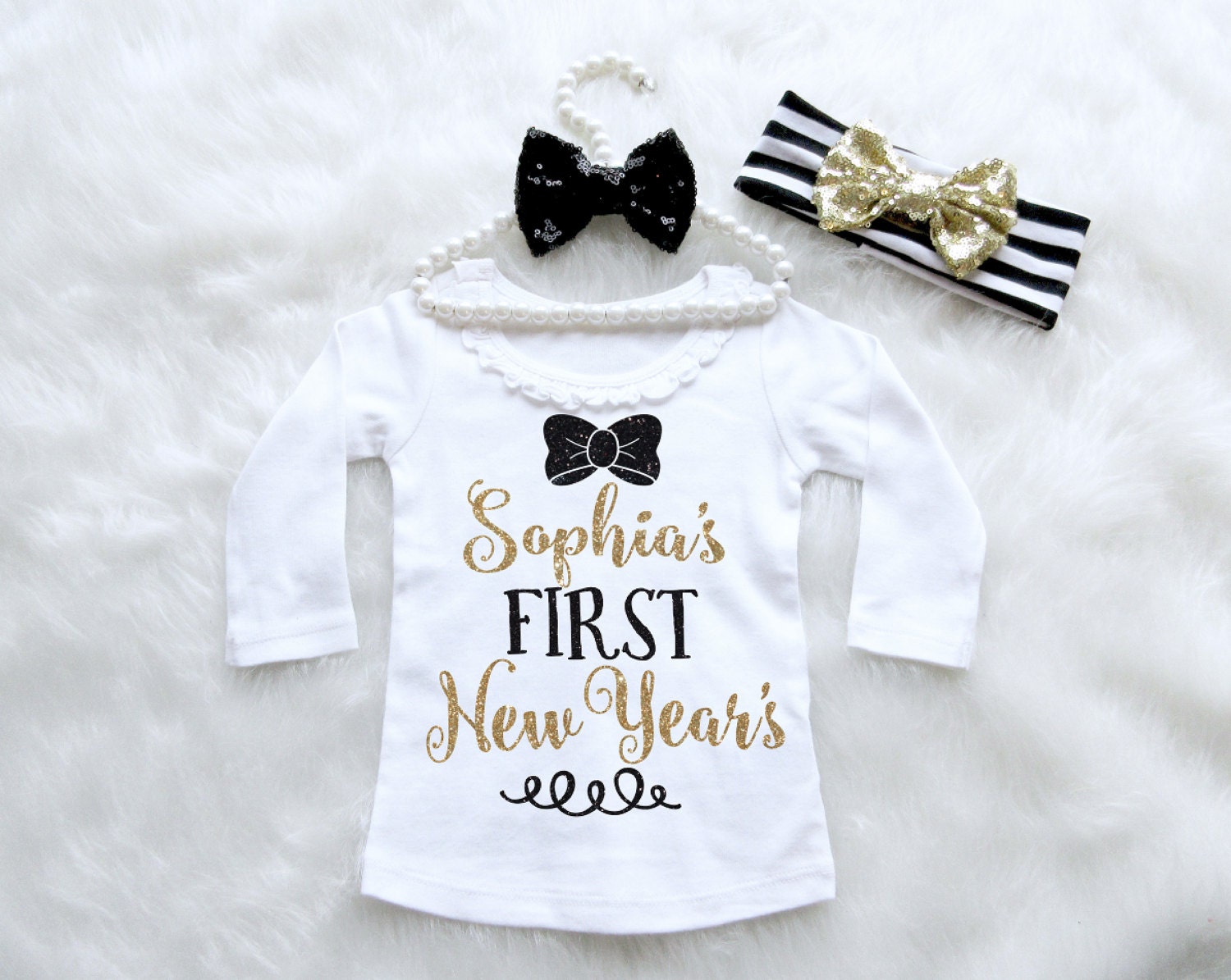 First New Years Shirt. Baby Newyears Outfit. Ruffle Collar
