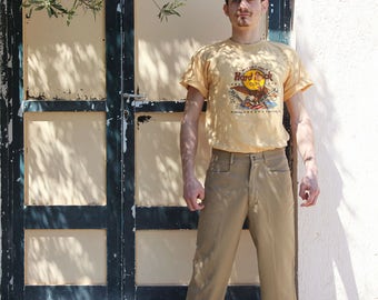 Vintage Explorer cotton beige high waist men's pants.size 30