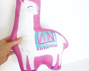 Llama, Nursery Pillow, Llama Pillow, Kids Gift, Girl Gift, Stuffed Llama, Baby Girl, Baby Shower Gift, Kids Room Decor, Pink, Llama Cushion