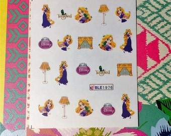 Tangled Rapunzel Disney Nail Decals Tattoo Water Transfer Party Festival B052