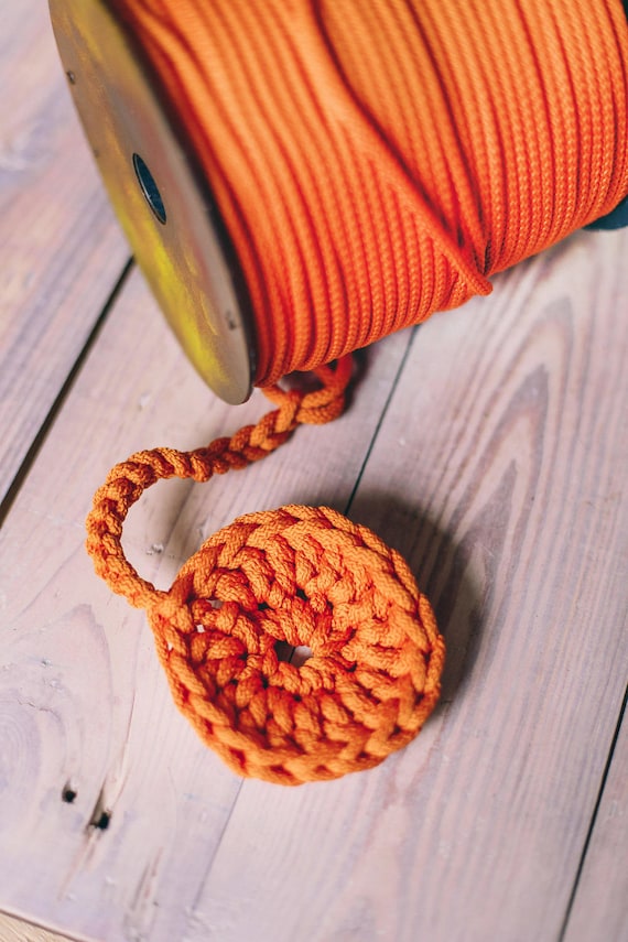 ORANGE yarn- polyester rope- crochet yarn- crochet rope- Craft projects- orange rope- knitting supplies- craft supplies- polyester cord. #68