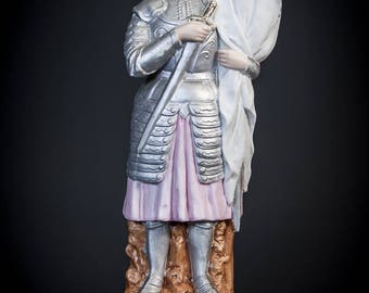 13" Antique St Joan of Arc Porcelain Statue Martyr Religious Jeanne d'Arc Figurine 2
