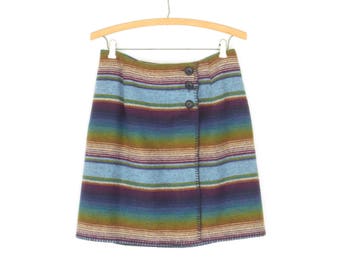 Vintage Mini Skirt * 90s Skirt * Wrap Skirt * Blanket Skirt * Medium / Large