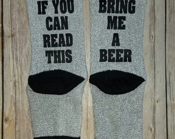 Beer Socks, Beer Me, Wine Socks, If You Can Read This, Men's socks, Men's Gift, Bring Me a Beer, Funny Socks, Stocking Stuffer, Christmas