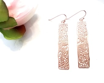 ROSE GOLD BAR Earrings, Net Gold Bar Chandelier Earrings , Drop earrings, Dangle, Minimal, Girlfriend Sister Wife Gift for Her, Mother Gift