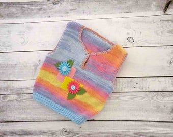 Baby girl knit vest, Baby girl knits, Knit baby clothes, Gift for baby shower, Baby knitwear, Baby girl clothing, Knitted baby top