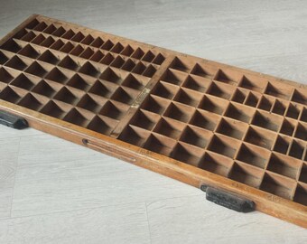 Wooden Printers Drawer, Wood Printers Tray, Curiosity Cabinet, Printers Cabinet, Letterpress Drawer, Industrial Storage, Supply Organizer