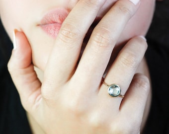 Blue Topaz Ring, Natural Gemstone, 14K Solid Gold Ring, Blue Gemstone Ring, Blue Topaz Gold Ring, Blue Stone Ring, Gold Stacking Ring GR0228