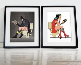 Wonder Woman Wall Art batman on the toilet poster wall art hanging print home décor Wonder Woman Wall Art batman on the toilet poster wall art hanging print home décor
