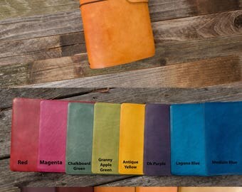 A5~Leather Journal Cover~Antiqued Patina~Personalized ~Refillable : Holds up to 4 thin notebooks, 15 colors