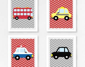 Transporte vivero Decor, transporte niños decoración, coches de niños arte, vehículo vivero impresiones, nuevos bebé niño regalo, bebé niño vivero arte de pared