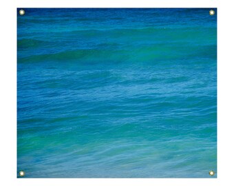 Ocean Wall Tapestry turquoise ocean, deep water, coastal, Hawaii, tropical wall tapestry, wave sea wall hanging, grommets, coastal decor