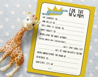 Advice for New Mom - Baby Shower Activity for Where the Wild Things Are. Baby Shower Game. *INSTANT DOWNLOAD*