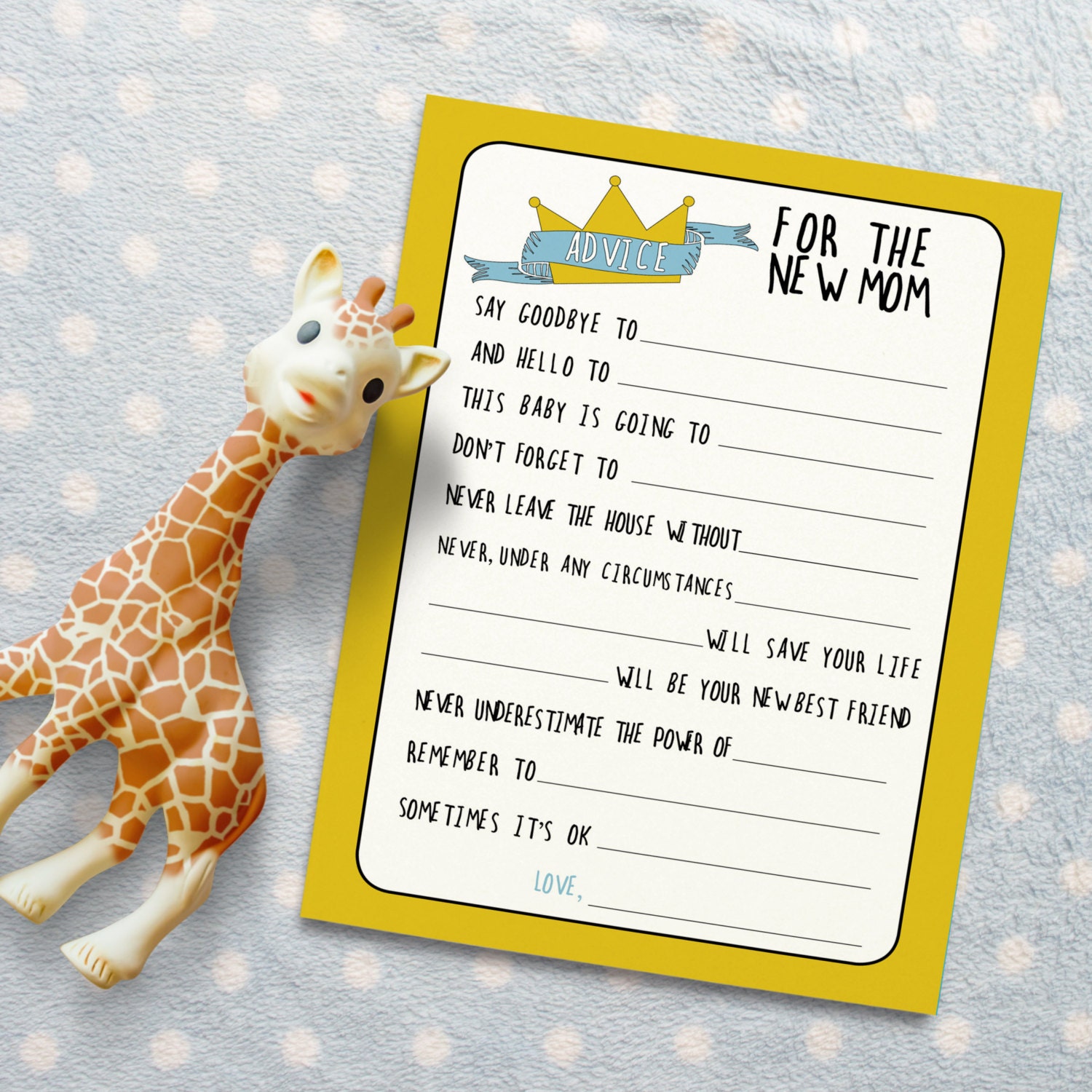 Advice for New Mom Baby Shower Activity for Where the Wild