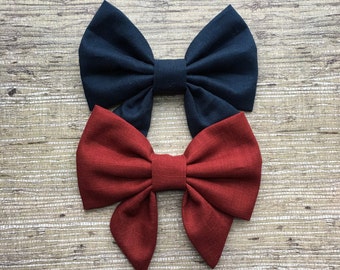 Maroon, navy blue, sailor bow