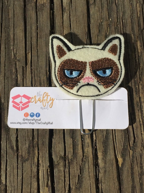 Grumpy Cat Clip/Planner Clip/Bookmark. Cat planner clip