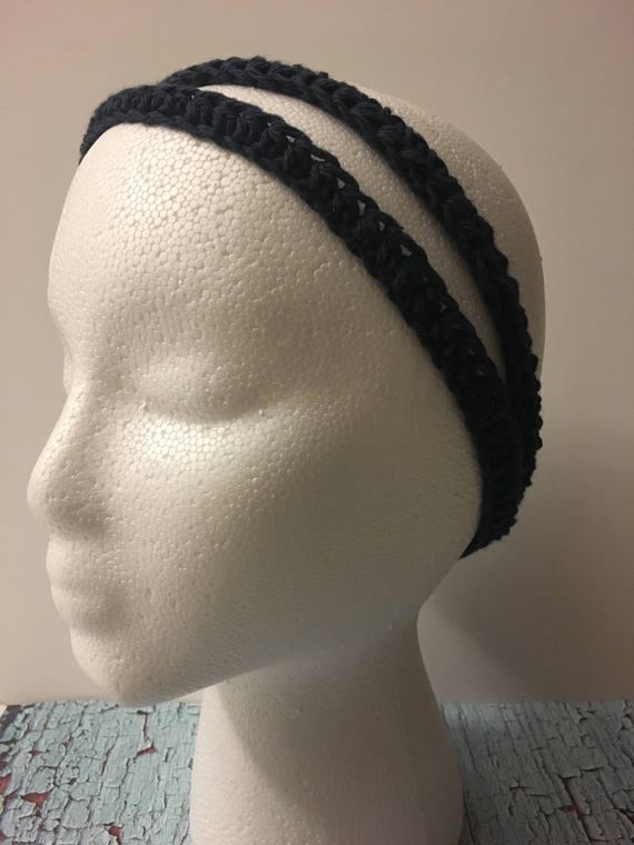 Crochet headband, womens headband, navy headband, hair accessories, hair band