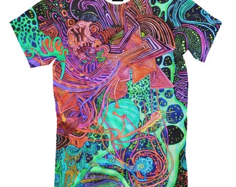 Rave t-shirt - acid skin. Psychedelic clothing EDM tee Multi-Color print