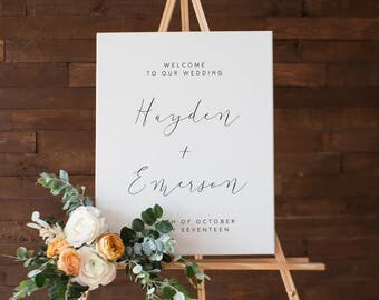 Printable Wedding Welcome Sign, Modern Wedding Signs, Minimal Wedding, Wedding Poster, Welcome to Our Wedding Sign, Black and White Poster