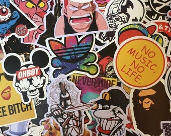 50 Sticker Bomb Laptop Skateboard BMX Car Stickers. Random Selection.