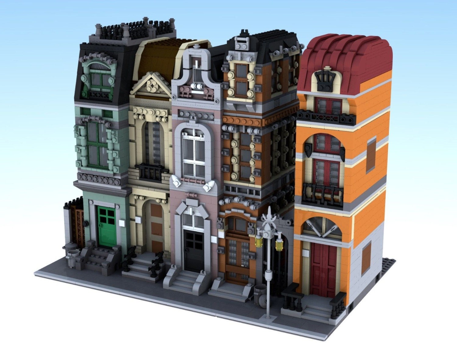 Lego Custom City 4 Modular Buildings Town Homes Condo City