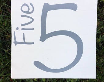Five Wood Sign | Family Number Sign | Age Wood Sign | Wall Decor | Family Wood Sign | Wood Signs | Living Room Wood Sign | Home Decor