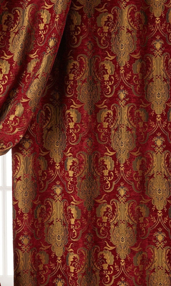 Chenille Damask Fabric Renaissance Home Decor Upholstery